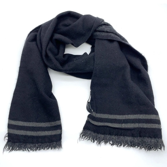 Authentic Gucci Lana 100% Wool laine Black Muffler Scarf - Picture 1 of 12